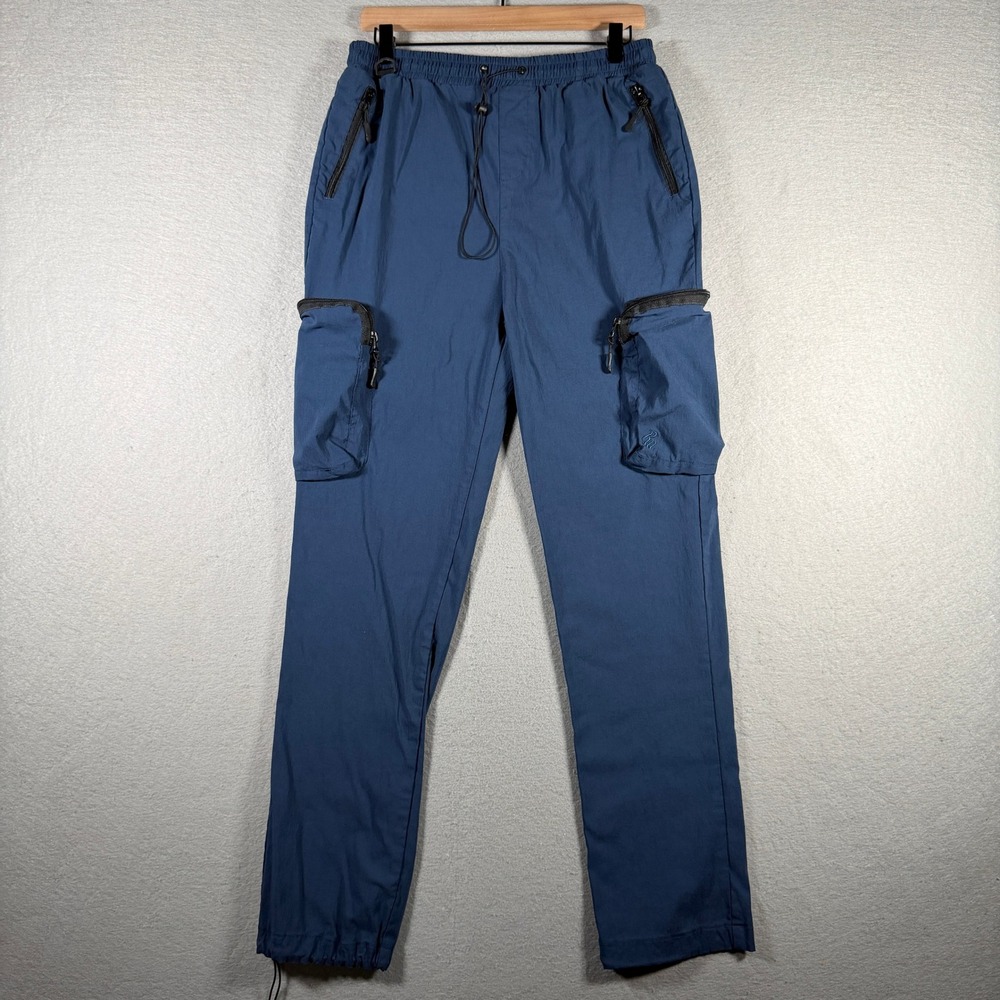 Rocawear Mens Navy Blue Stretch Cargo Techwear Utility Pants Size Large 30x30